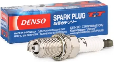 A Denso spark plug and its packaging are shown.