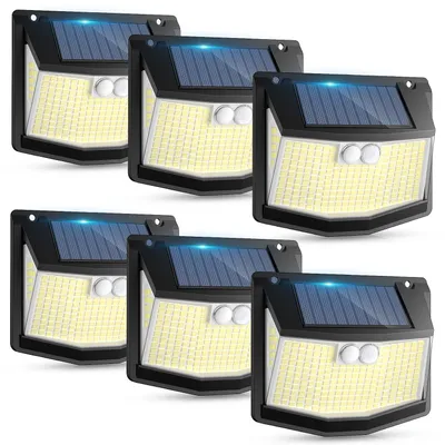 Solar-Wandleuchte 6er-Pack, 248 LEDs, Bewegungsmelder, IP65
