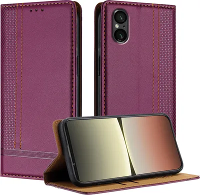 Produktbild von Handyhülle für Sony Xperia 5 V Leder Flip Klappbare Schutzhülle mit Standfunktion Lila