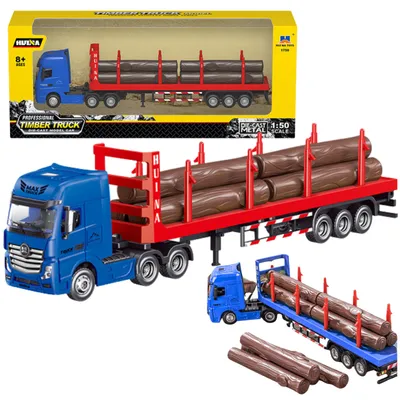 Productafbeelding van Vrachtwagen Houttransport Metaal Huina 1:50 Rood