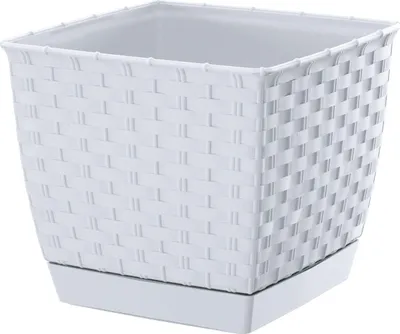Produktbild von RATOLLA quadratischer Blumentopf DRLK250 mit Untertasse | Weiß