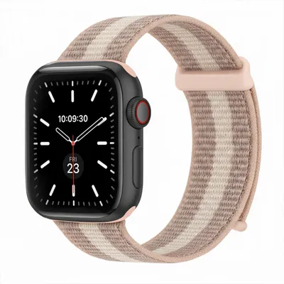 Produktbild von Smartwatch Armband für Apple Watch Series 6 44mm Nylon Textil Band Ersatzband Wechselband Klettverschluss flexibel atmungsaktiv Rosa
