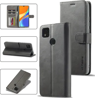 Produktbild von Redmi 9C Hülle, Klapphüllen Brieftasche Leder Magnetverschluss Ständer Schutzhülle für Xiaomi Redmi 9C Gris