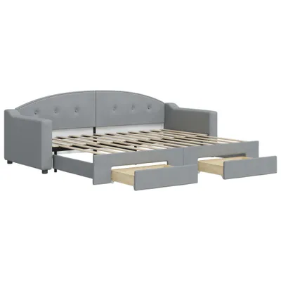 Obrázek produktu pro vidaXL Rozkládací denní postel se zásuvkami světle šedá 80x200 cm látka