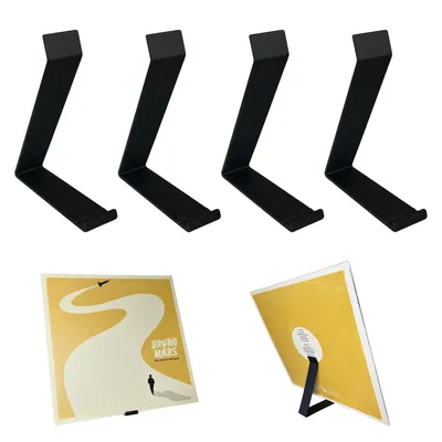 Produktbild von LP Ständer - 4er Set - Schwarz - Vinyl Schallplatten Halter freistehend - Plattenständer
