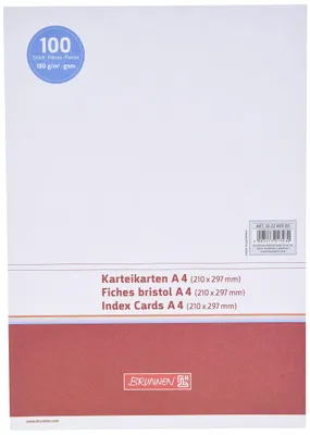 Produktbild von Brunnen 102240000 Karteikarte (A4 unliniert, 100 Stück, eingeschweißt) weiß