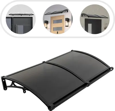Immagine prodotto di Tettoia - Tettoia per porte e finestre - Forma ad arco - Lega di alluminio - Protezione dalla pioggia e dai raggi UV - Uso esterno