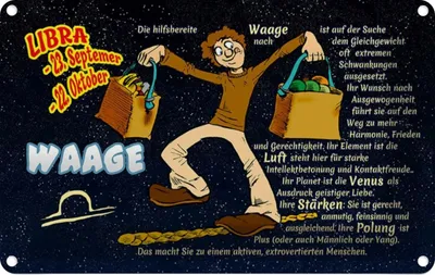 Produktbild von vianmo Blechschild 20x30 cm Sternzeichen Waage Planet Venus Dekoration Astrologie