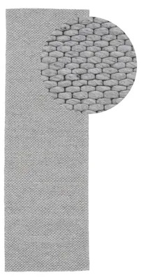 Produktbild von Wollteppich Sina weicher handweb Teppich Natur Läufer Grau 75x240 cm | Zeitloser Wollteppich für Wohnzimmer, Schlafzimmer & Kinderzimmer