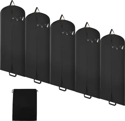 Image de TolleTour Sac à vêtements Set de 5 pièces 128x60cm Housse de protection Housse à vêtements avec une poignée noire Sac à chaussures