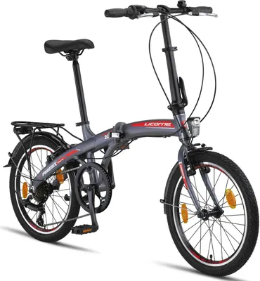 Produktbild von Licorne Bike Phoenix 2D, 20 Zoll Aluminium-Faltrad-Klapprad, Scheibenbremse, Discbremse, V-Bremse Faltfahrrad-Herren-Damen, 7 Gang Kettenschaltung - Folding City Bike, Alu-Rahmen, StVZO, Vorderlampe, Hinterlampe