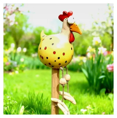 Produktbild von Keramisches Huhn Gartendekoration Handarbeit Gartenfigur Henne Gartenstatue für Außenbereich