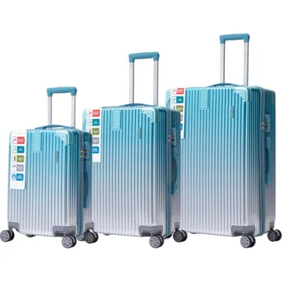 Image de Ensemble de valises 3 pièces Valises à coque rigide Valises à roulettes Valises à roulettes Bagages à main Serrure à combinaison Royal Swiss