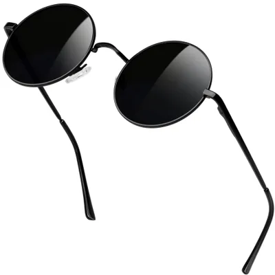 Produktbild von KANASTAL Retro Rund Sonnenbrille Herren Damen Schwarz