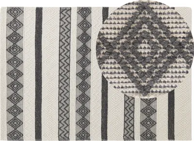 Produktbild von BELIANI Teppich Beige / Grau Wolle Rechteckig 160 x 230 cm Geometrisches Muster Handgewebt Boho Skandinavisch Kurzhaar Kurzflor Wohn- und Schlafzimmer