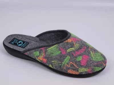 Produktbild von Damenpantoffeln ADANEX DIANA 29864, grau mit Neonmuster