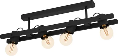 Produktbild von EGLO Deckenstrahler Plimsoll, 4-flammige Deckenlampe mit schwenkbaren Spots, Deckenleuchte aus Holz und Metall, FSC100PA, Deckenspot mit E27 Fassung