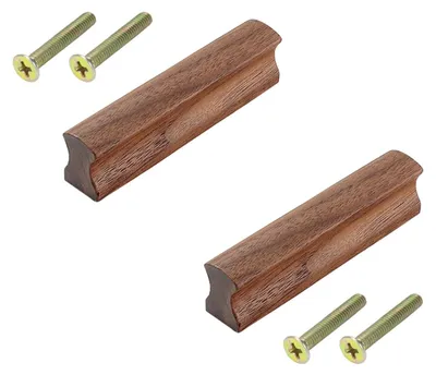 Zdjęcie produktu dla Uchwyt do mebli, drewno orzechowe, rozstaw otworów 64 mm, 2 sztuki, do szafki i szuflady