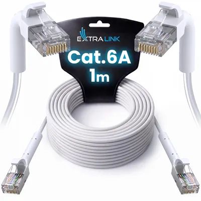 Obrázok produktu pre Extralink Cat.6A U/FTP LAN patch kábel 1 m, 1 Gb/s, meď, biely, flexibilné koncovky