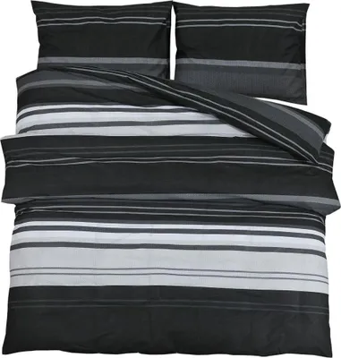 Produktbild von vidaXL Bettwäsche-Set Schwarz und Weiß 200x220 cm Baumwolle