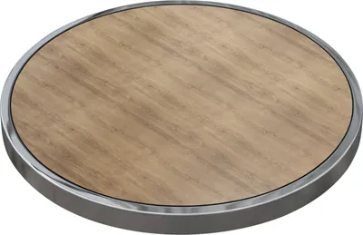 Produktbild von BRASIL | Gastro Tischplatte | Ø 80 cm | Eiche | Chrom Rand | Rund | Gastro Tischplatte