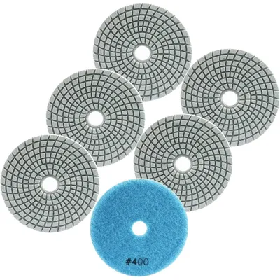 Productafbeelding van Diamantpolijstschijven, 6 stuks, 100 mm, korrelgrootte 400, geschikt voor graniet, marmer, kunststeen en kwarts