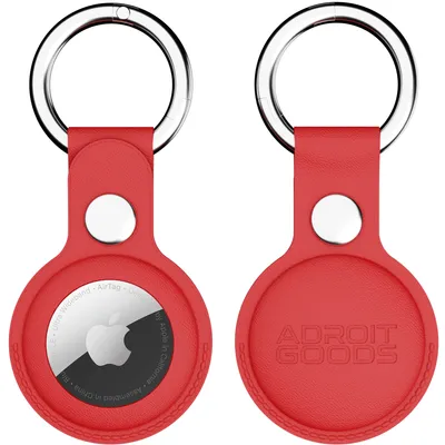 Obrázok produktu pre AdroitGoodsPolyuretánkožené puzdro vhodné pre Apple AirTag - Červené - Airtag prívesok na kľúče - Držiak - Vešiak - Puzdro