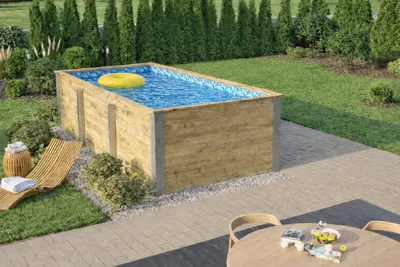 Produktbild von Massivholzpool Siargao Gr. 1, Folie Carrara, 45 mm Wandstärke