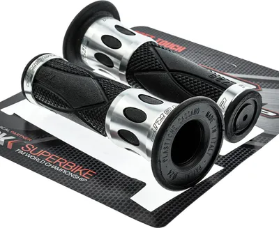 Imagen del producto de 2 empuñaduras para motocicleta PROGRIP, modelo 710-348, de 22/25 mm y 122 mm de longitud, fabricadas en goma y aluminio