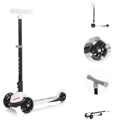 Produktbild von Chipolino Kinderroller Robby 3 LED-Räder Lenker höhenverstellbar klappbar Bremse weiß