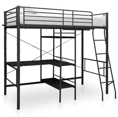 Obrázek produktu pro vidaXL Patrová postel s rámem stolu černá kovová 90x200 cm