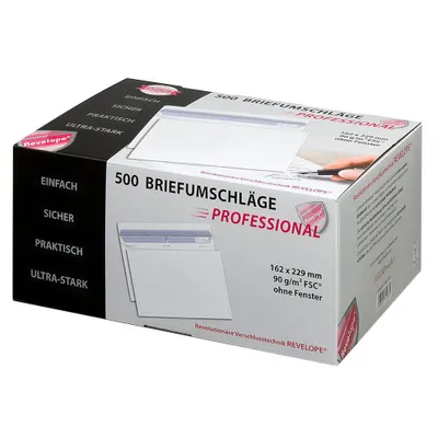 Produktbild von 500 Briefumschläge / DIN C5+ (162x229mm) / mit Sicherheitsschlitze
