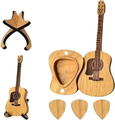Imagen del producto de Estuche de madera para transportar guitarras acústicas, juego de 3 unidades, ideal para músicos