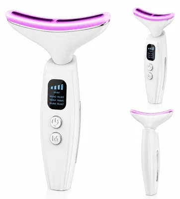 Produktbild von Elektrisches Gesichtsmassagegerät, EMS & LED, 7 Farben, 3 Modi, Wärme- und Vibrationsfunktion, für Gesicht, Hals & Kinn, USB-C, wiederaufladbar