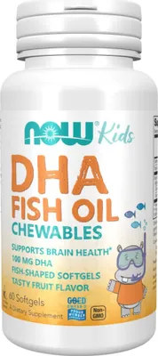Produktbild von NOW FOODS DHA Kids Fischöl 60 Kaukapseln