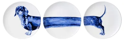 Zdjęcie produktu dla Heinen Delfts Blauw – talerzyki ścienne „Teckel” (zestaw 3 szt., Ø 26,5 cm)