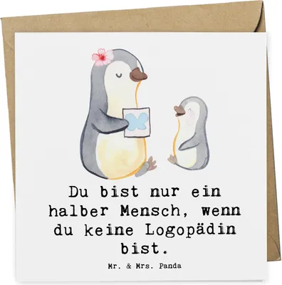 Produktbild von Mr. & Mrs. Panda Glückwunschkarte Logopädin Herz - Weiß - Geschenk, Lustig, anlasskarte, Studium, Ausbildung, Grußkarte, doppelkarte, Klappkarte, Spruch, faltkarte