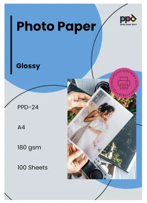 Produktbild von PPD 100 x A4 Inkjet Premium Fotopapier 180g Hochglänzend, Sofort Trocken und Wasserfest PPD-24-100