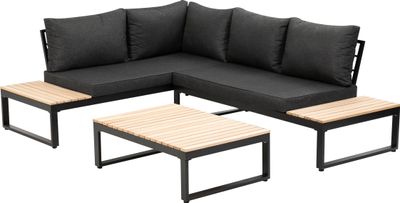 Greemotion Lounge-Set Rio, mit Teakholz-Teilen Schwarz  Holz