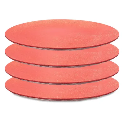 Produktbild von Koziol Flacher Teller 4er-Set Club Plate, Speiseteller, Kunststoff-Holz-Mix, Nature Coral, 26 cm, 5005704