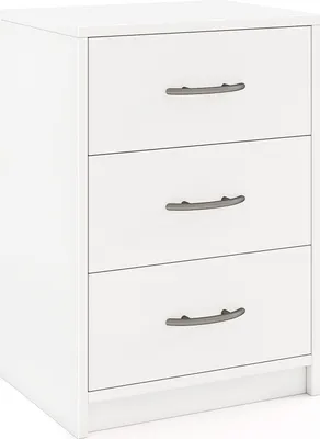Zdjęcie produktu dla KOMFOTTEU stolik nocny z 3 szufladami, szafka nocna z drewna MDF, stolik nocny 38,5 x 28 x 39 cm do salonu sypialni biura (biały, 3 szuflady)