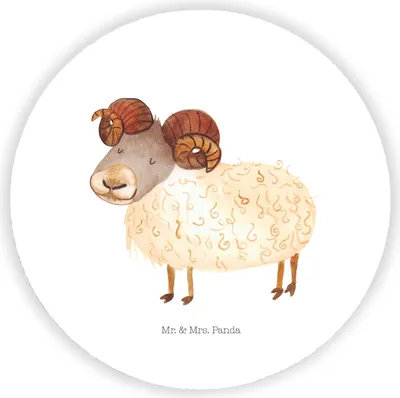 Produktbild von Mr. & Mrs. Panda magnet Sternzeichen Widder - Weiß - Geschenk, Schafbock, für kühlschrank, pinnwand, Geburtstag März, whiteboardmagnet, April, Kühlschrankmagnet, pinwand
