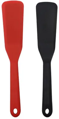 Produktbild von Silikon-Kochspatelsatz 2er Set - Hitzebeständig - Omkehrbar - Schneidrand - Kochspatels Rote/ Schwarze