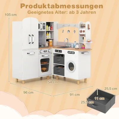 Obrázok produktu pre Detský kútik s kuchynkou na hranie s chladničkou a práčkou