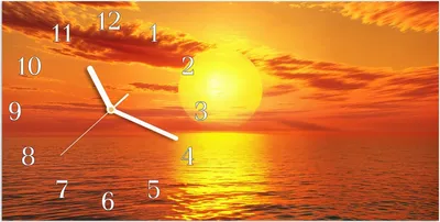 Produktbild von Wanduhr aus Glas mit Motiv Sonnenuntergang Meer- 60 x 30 cm - inkl. Aufhängesystem