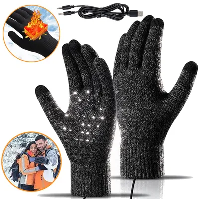 Produktbild von USB Beheizte Handschuhe, Touchscreen Winterhandschuhe, Wärmehandschuhe für Herren und Damen, Einheitsgröße für Radfahren Skifahren Outdoor‑Arbeiten