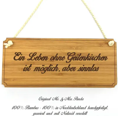 Produktbild von Mr. & Mrs. Panda Schild Geilenkirchen - Geschenk, Wegweiser, Infotafel, Geschenkidee, Shabby, Landhaus, Hinweisschild, Graviert, Türschild, Holz