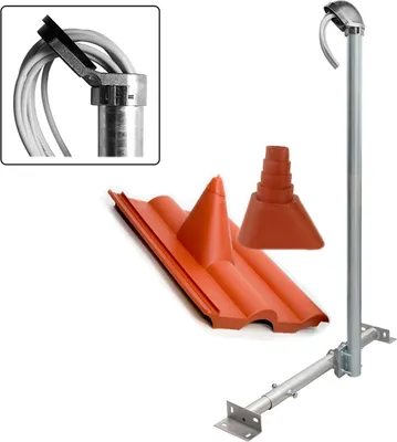 Produktbild von PremiumX BASIC X120-48 Dachsparrenhalter 120cm Mast Kappe Frankfurter Pfanne rot