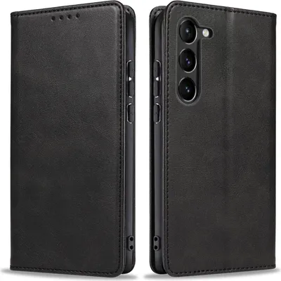 Produktbild von Handyhülle für Samsung Galaxy S23 Kunstleder Flip Cover Hülle Handytasche Case Kartenfach Farbe: Schwarz