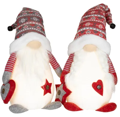 Produktbild von Wichtel mit LED 42cm (67cm), 2er Set Dekofigur Weihnachten